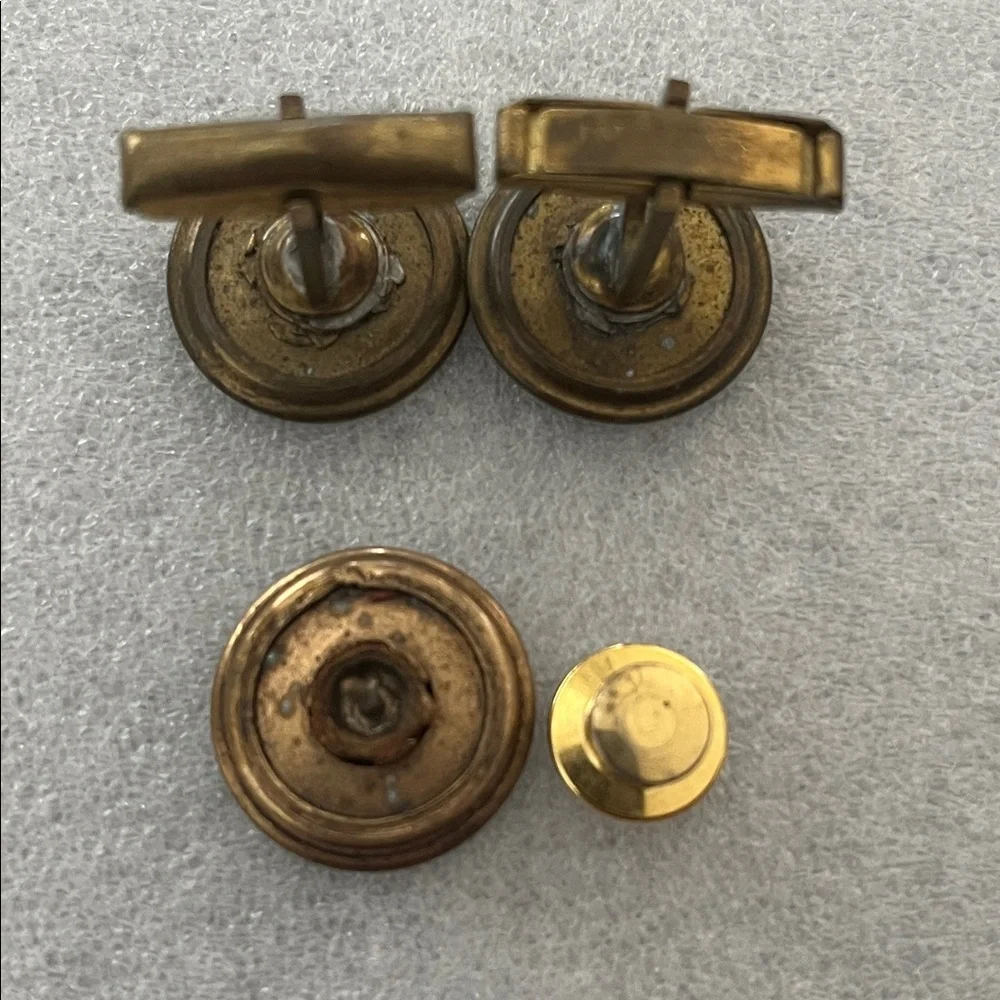 Vintage Remington Peters 20 Gauge Cuff Links & Tie Tack Set fired brass